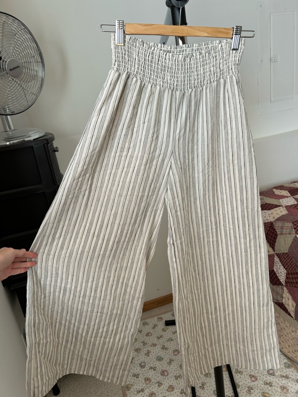 Sozy Samira Wide Leg Flowy Pants Cotton Linen Stripe Medium